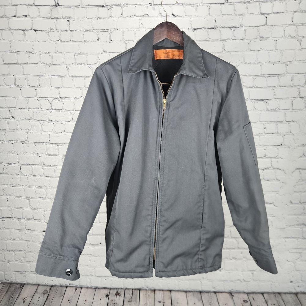 Vintage EUC‎ Work Jacket USA Made Gray Zip Chore Coat Mens Small S